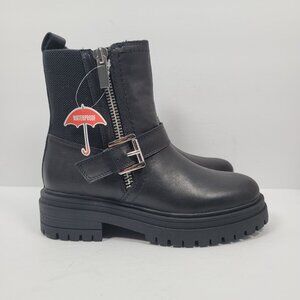 Blondo Garnet Lug Moto Waterproof Women's Black Ankle Boots US Size 5.5M NWOT